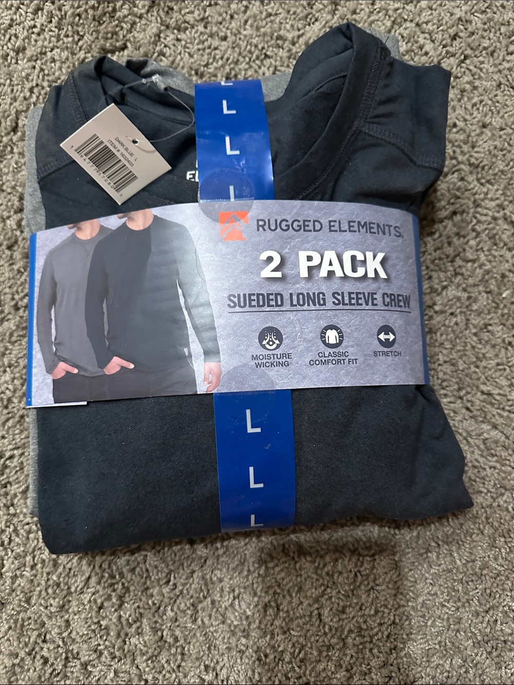Men's 2-Pack Sueded Long Sleeve Crew - Black/Grey